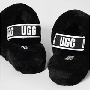 UGG Black Fluffy Slides